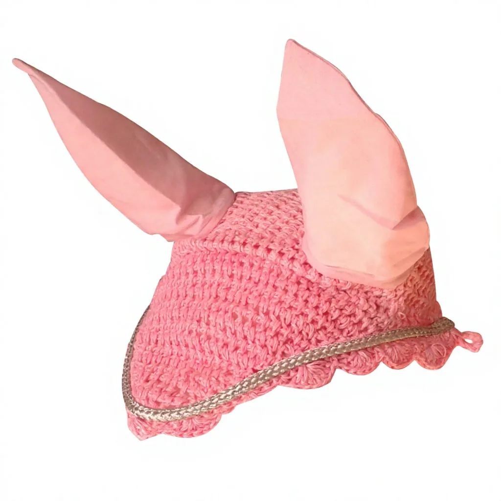Horse Fly Ear Bonnet Net for Full Cob Purple Pink Black Navy Red Mesh Anti-fly Protection — RJ-0121, product image 2