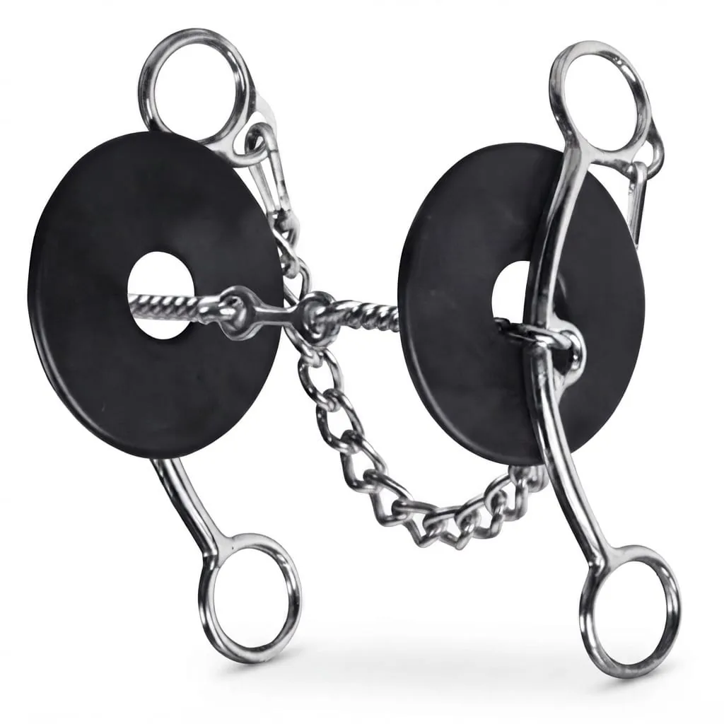 Horse Bit Stainless Steel Medium Shank with Chain and Twist Mouthpiece — RJ-087866, product image 3