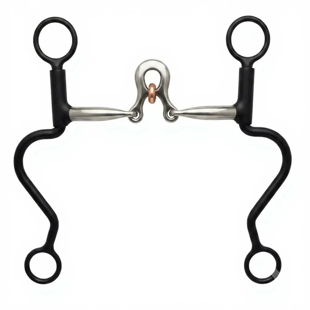 Black Stainless Steel Equestrian Horse Bit Snaffle with Copper Jointed Mouthpiece
