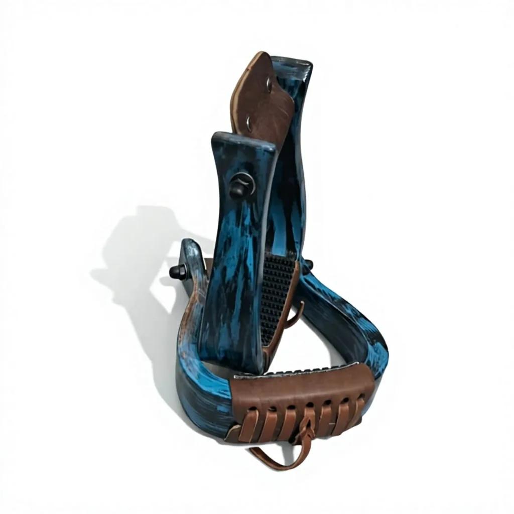 Western Wooden Horse Stirrups Equestrian Leather Tread Steel Reinforcement Custom Color Logo Ranch Trail Riding