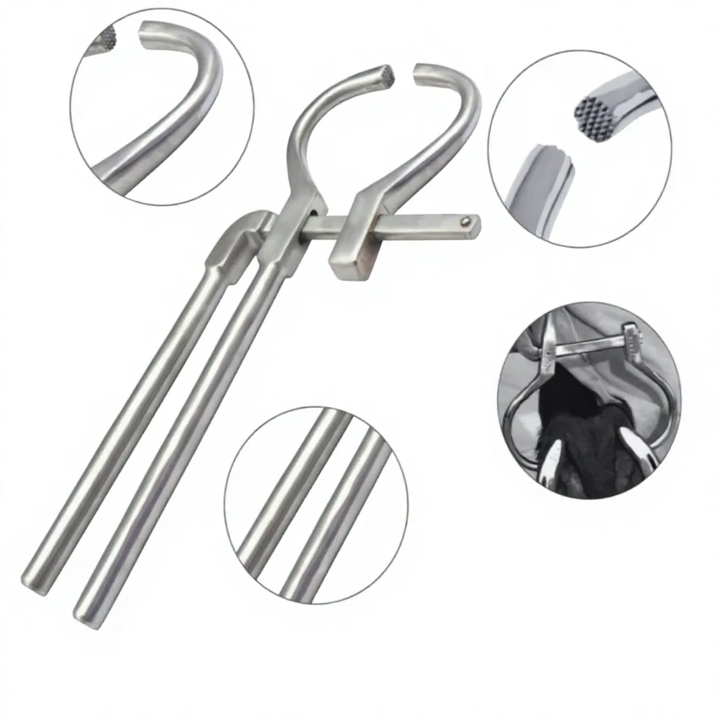 Stainless Steel Adjustable Horse Hoof Tester Professional Team Racing Sports Outdoor Rounded Jaw Textured Tip Large Handle for Equine Hoof Care