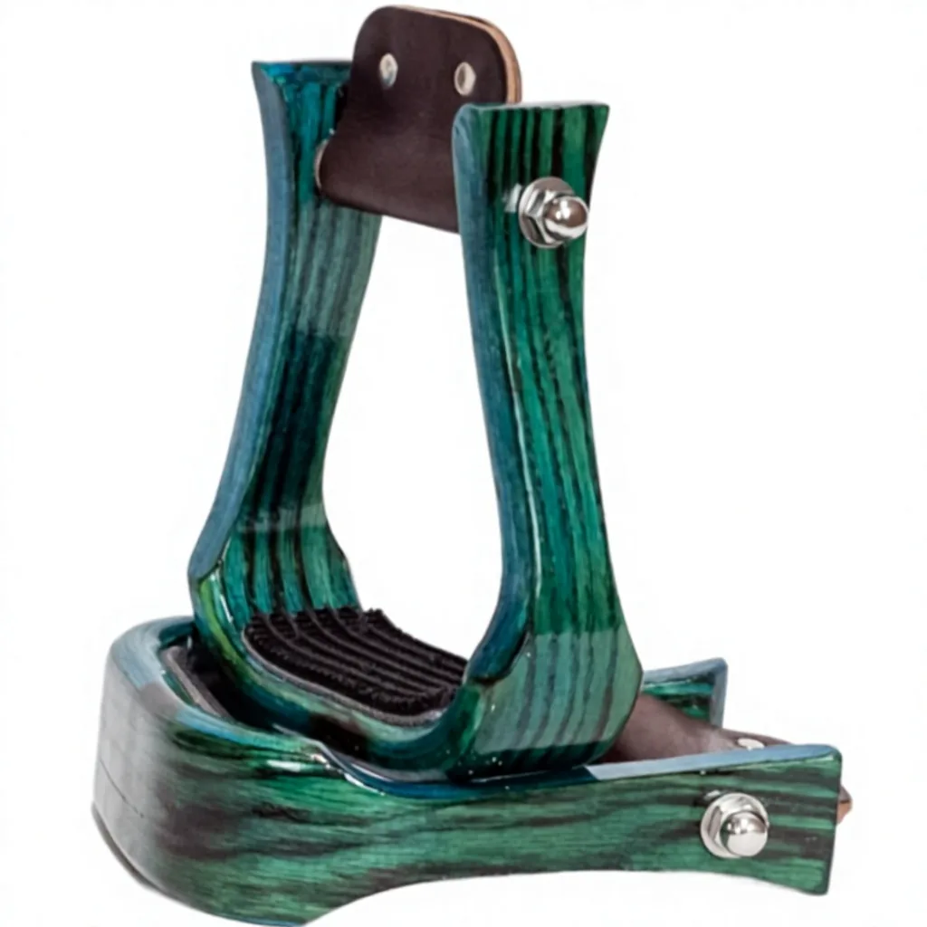 Western Wooden Horse Stirrups Equestrian Leather Tread Steel Reinforcement Custom Color Logo Ranch Trail Riding — RJ-746776, product image 3