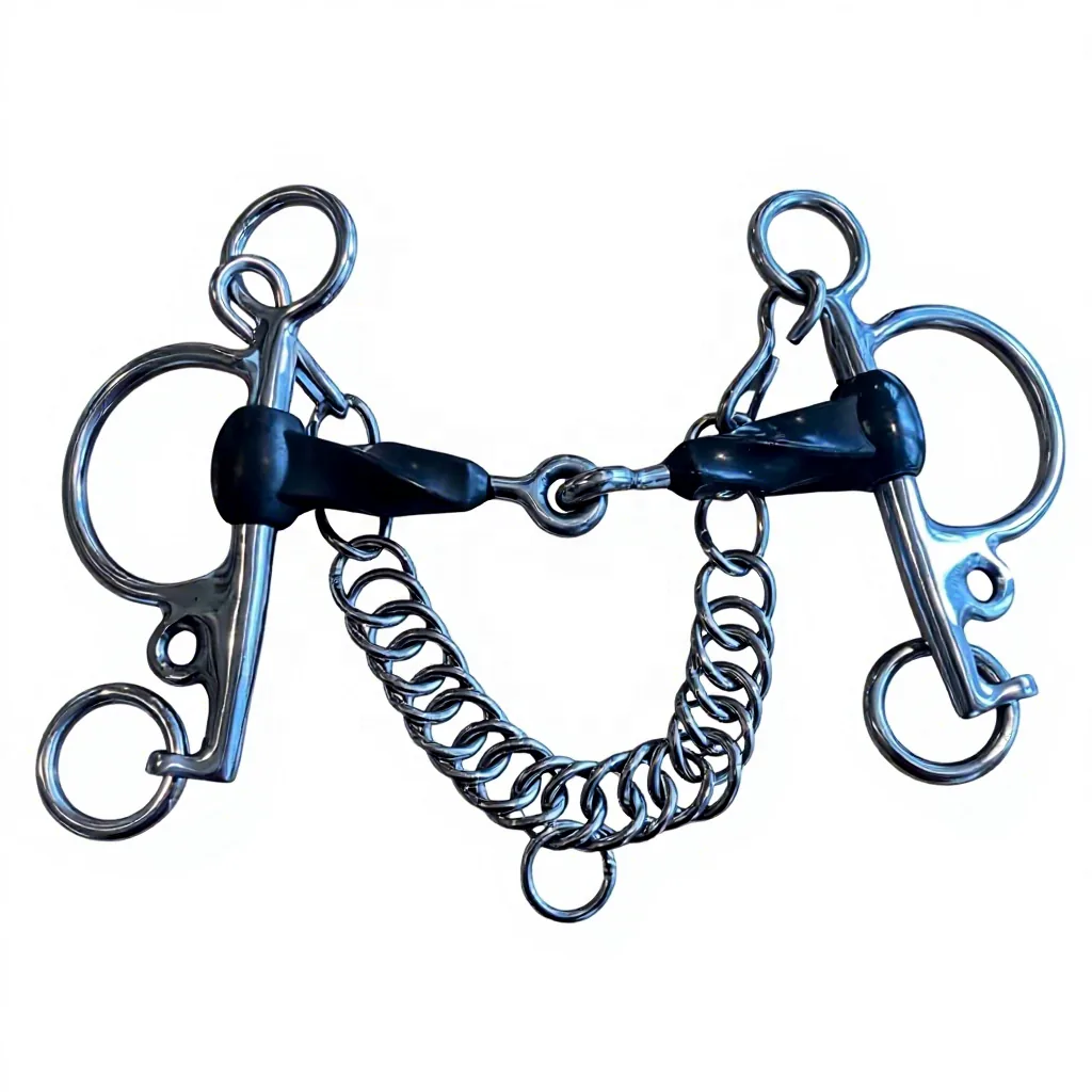 Soft Leather and PVC Rubber Twist Pelham Horse Bit