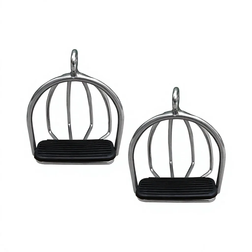 Stainless Steel Horse Riding Stirrups Anti Slip Equestrian Saddle Rubber Pad