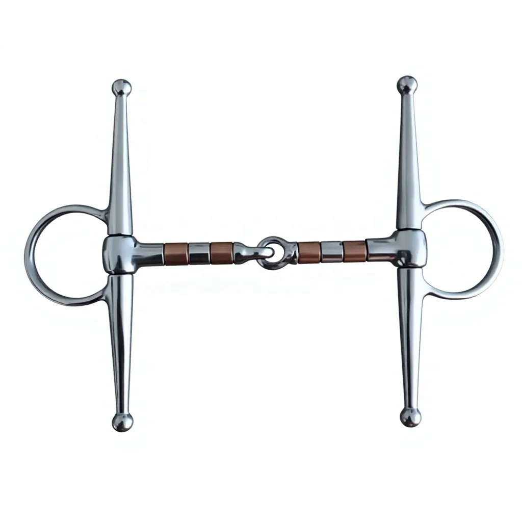 Horse Snaffle Bit Stainless Steel Copper Inlaid Jointed Loose Ring Full Cheek Design