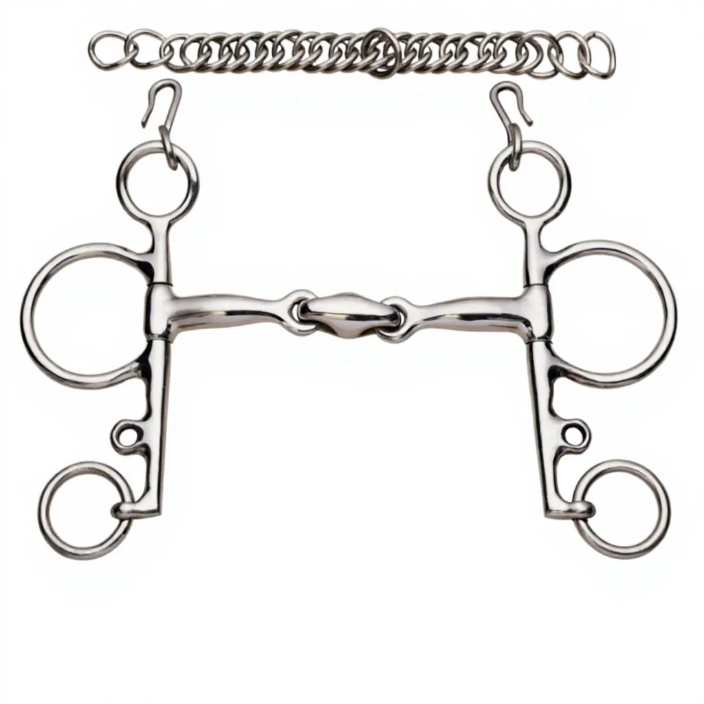 Custom Logo Stainless Steel Horse Riding Bits Western Style Quarter Moon with Dog Bone Snaffle Pelham Bit — RJ-0532, product image 3