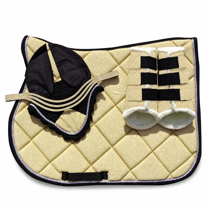 Pink Glitter Horse Saddle Pad Set Quilted Cotton Equestrian with Grip Pads for Dressage Jumping Riding — RJ-O98776, product image 6