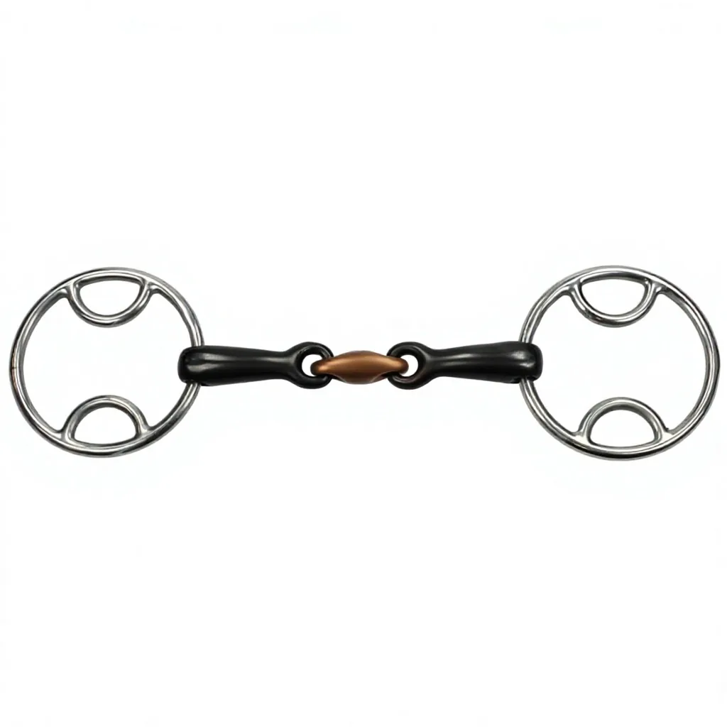 Stainless Steel Horse Bit Copper Link Mouthpiece Black Iron Bevel Design Riding Training Custom Equestrian Bridle Hardware — rj-907765, product image 4