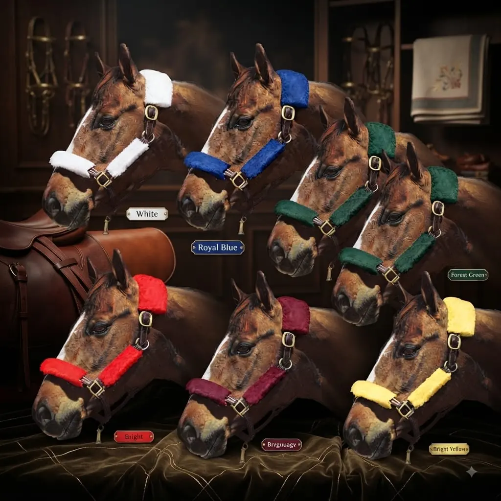 Polyester Plush Horse Rope Halter Adjustable Nose Protector Cushion English Saddle Style — RJ-8712518, product image 4