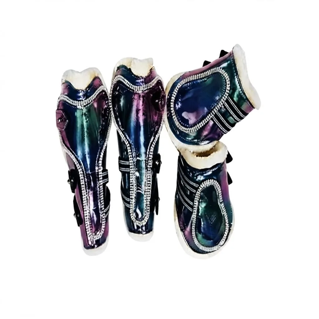 Patent Leather Horse Fetlock Boots Tendon Protection Riding Leg Guards Custom Color Lightweight Luxury Style — RJ-86E625, product image 5