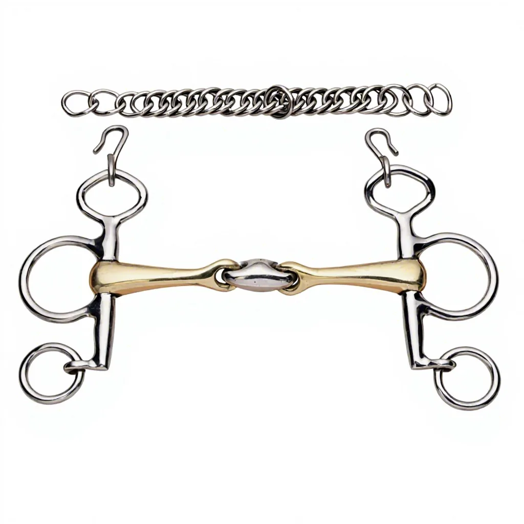 Custom Logo Stainless Steel Horse Riding Bits Western Style Quarter Moon with Dog Bone Snaffle Pelham Bit — RJ-0532, product image 4