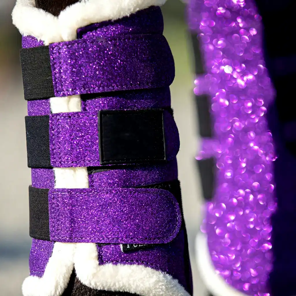 Purple Glitter Equestrian Saddle Pad Set Quilted Horse Riding Cloth with Stirrup Pads Decorative Bridle Cover — rj-81862, product image 4
