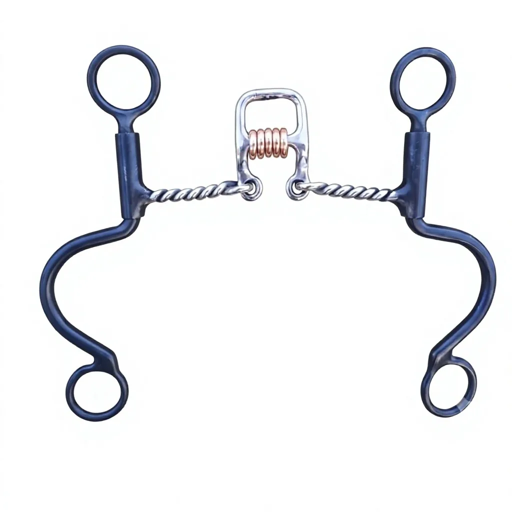 Black Stainless Steel Equestrian Horse Bit Snaffle with Copper Jointed Mouthpiece — rj-9786543, product image 4