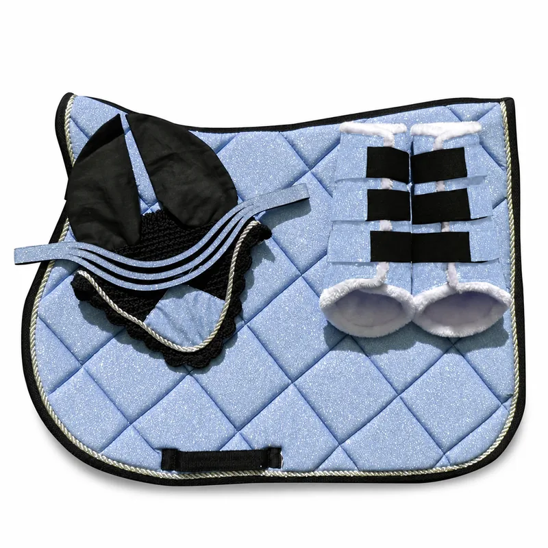 Pink Glitter Horse Saddle Pad Set Quilted Cotton Equestrian with Grip Pads for Dressage Jumping Riding — RJ-O98776, product image 5