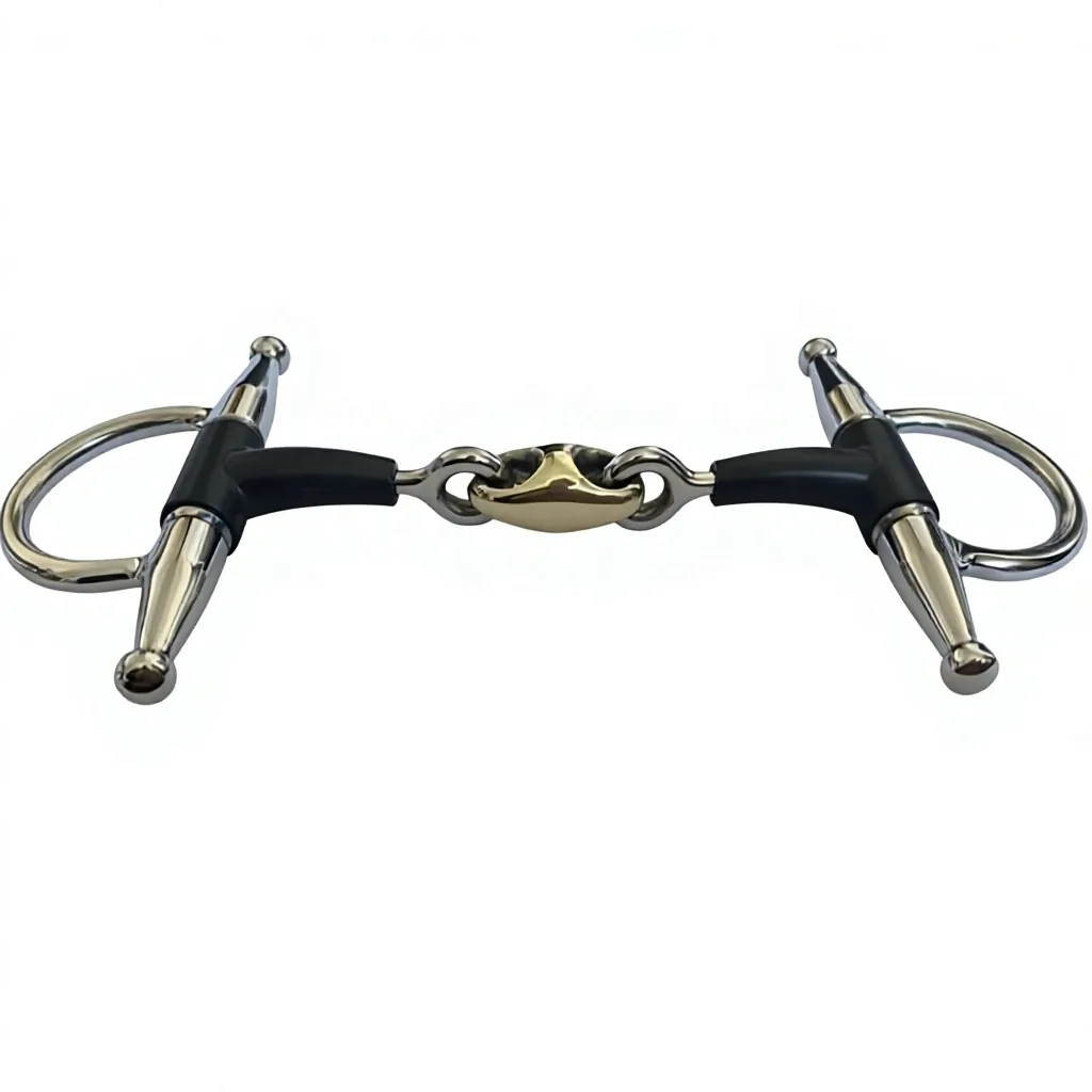 Stainless Steel Horse Bit Double Joint Rubber Mouth Full Cheek with Lozenge Link — rj-0913, product image 4