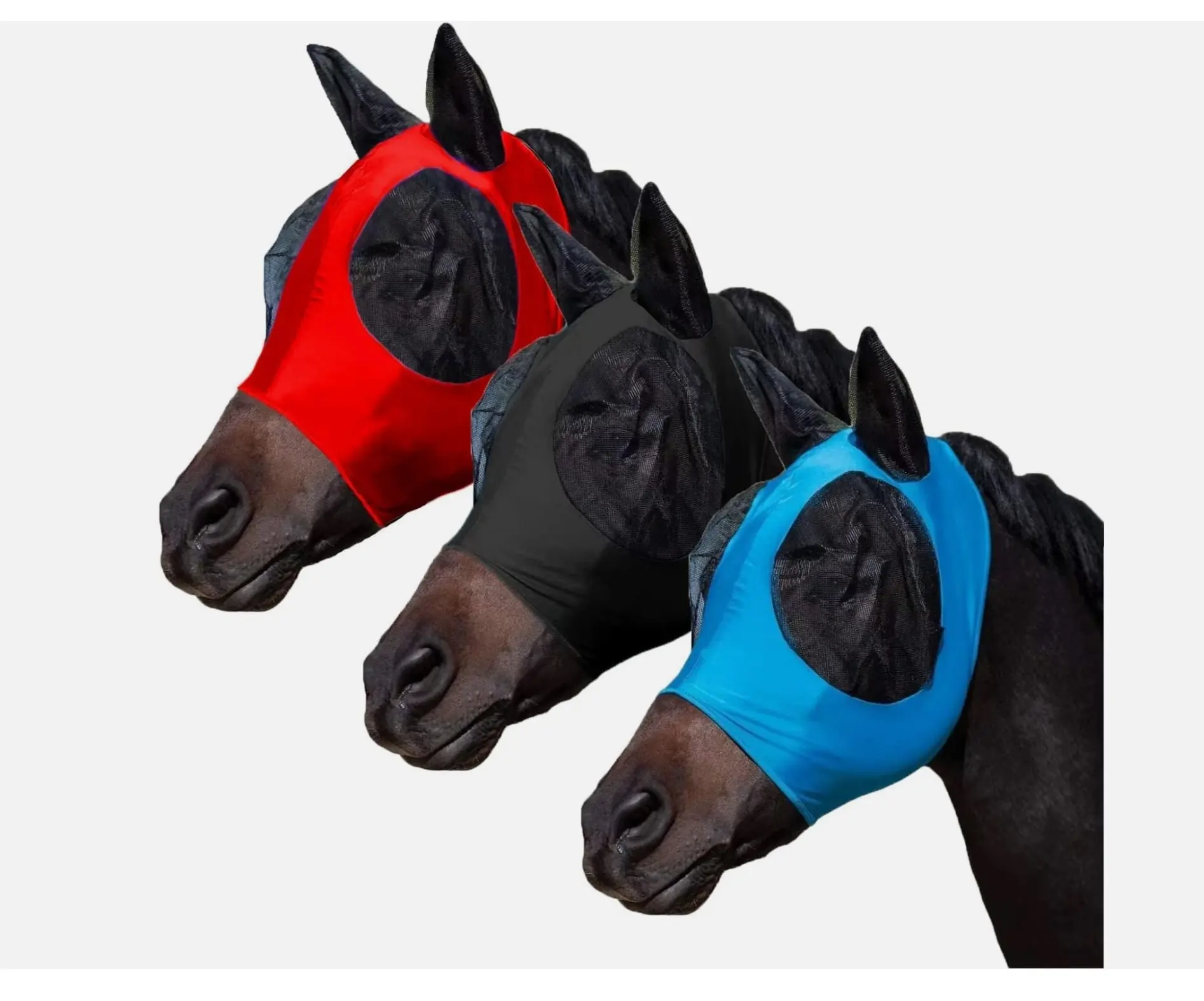 Breathable Horse Fly Mask Knitted Mesh Head Cover Anti Mosquito Face Screen for Farm Use — RJ-08965, product image 3