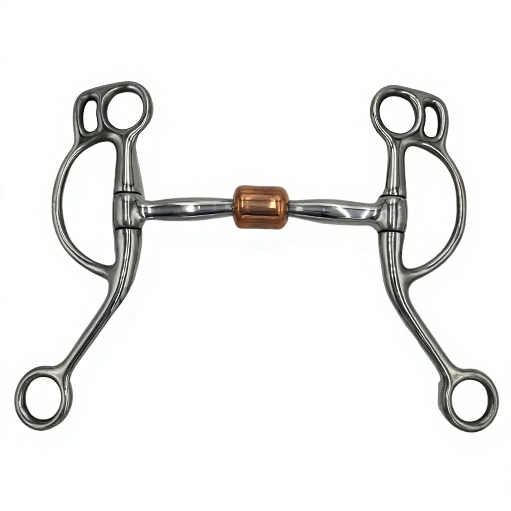 Horse Western Stainless Steel Curb Bit with Copper Roller Port — RJ-0546, product image 3