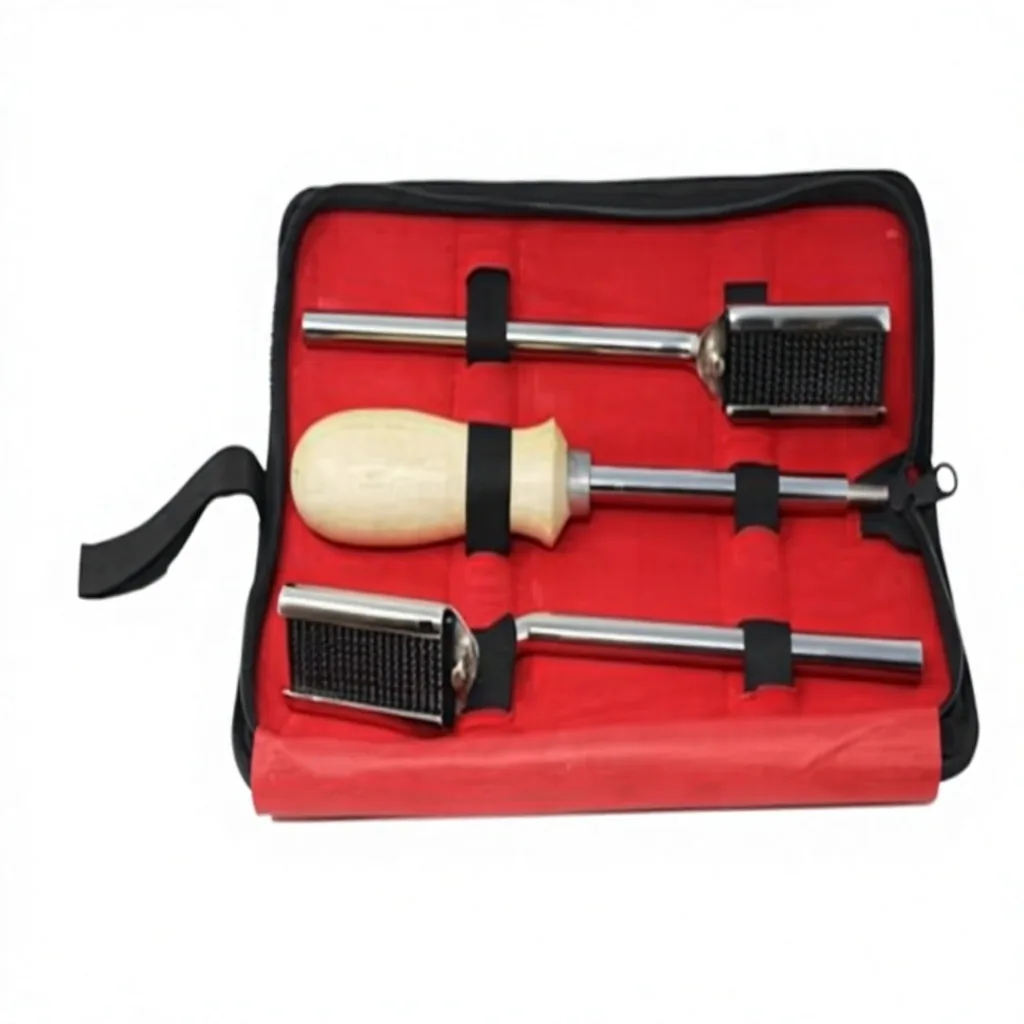 Stainless Steel Equine Dental Care Tool Set with Horse Brushes and Carry Bag