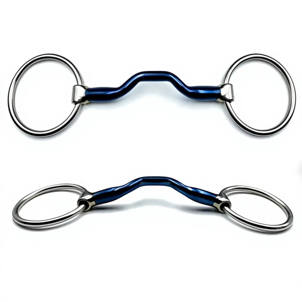 Stainless Steel Loose Ring Horse Snaffle Bit with Blue Sweet Iron Mouthpiece — RJ-0503, product image 5