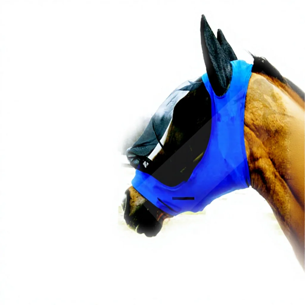 Equestrian Horse Fly Mask Breathable Mesh Full Face Ear Coverage UV Protection Adjustable Anti Mosquito — RJ-79097, product image 3