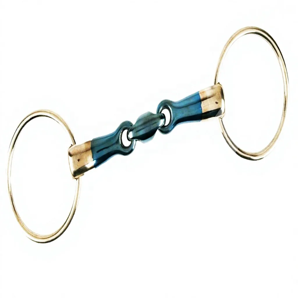 Stainless Steel Loose Ring Horse Snaffle Bit with Blue Sweet Iron Mouthpiece