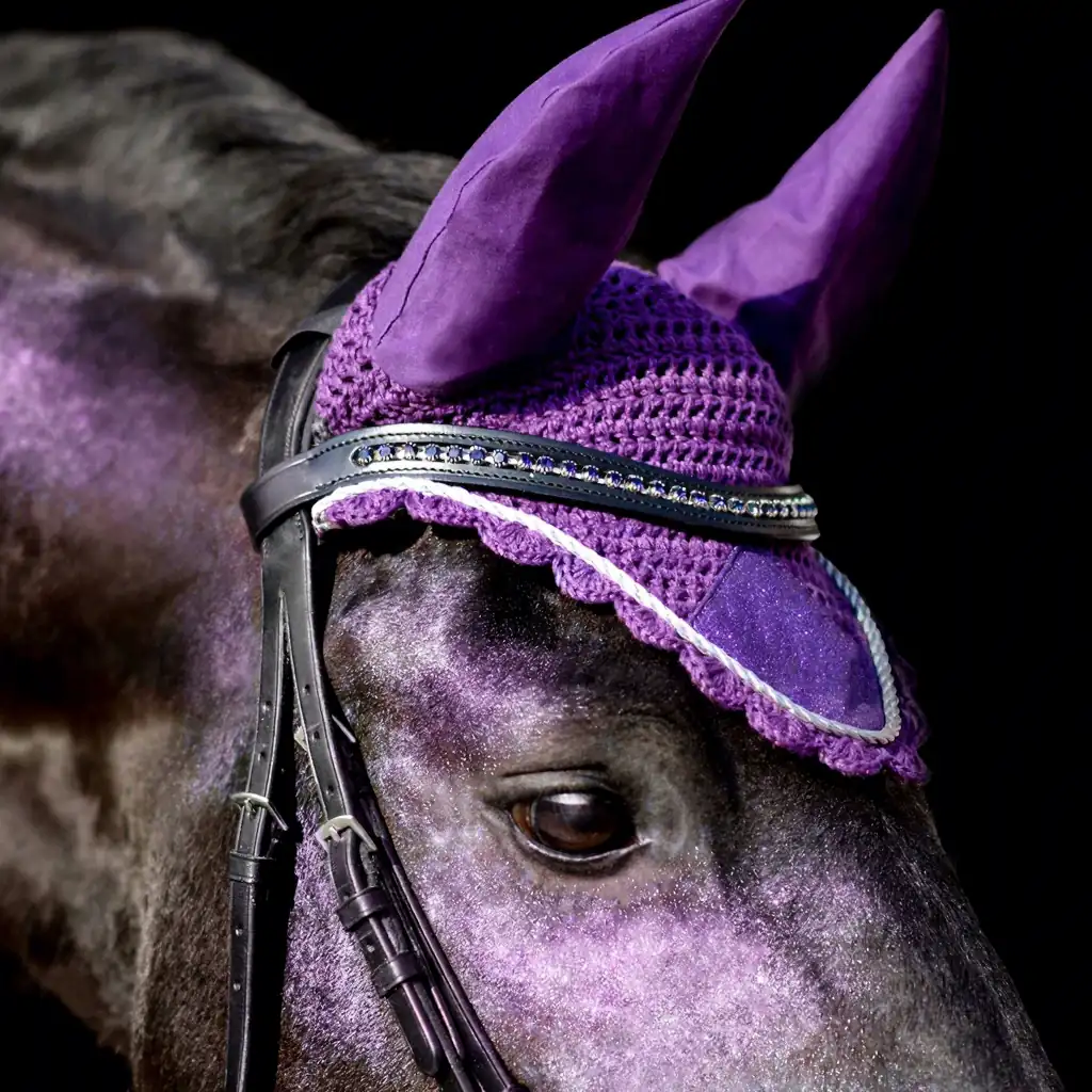 Purple Glitter Equestrian Saddle Pad Set Quilted Horse Riding Cloth with Stirrup Pads Decorative Bridle Cover — rj-81862, product image 2