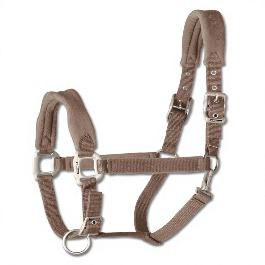 Green Padded Leather Rope Halter Adjustable PP Nylon with Metal Hardware — RJ-9775, product image 4