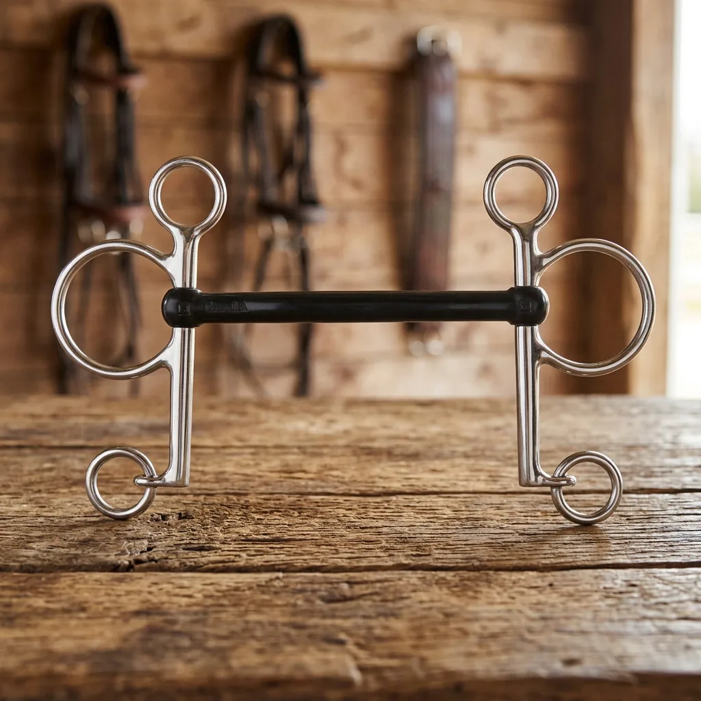 Stainless Steel Horse Pelham Bit with Rubber Mouth and Curb Chain — rj-0538, product image 6