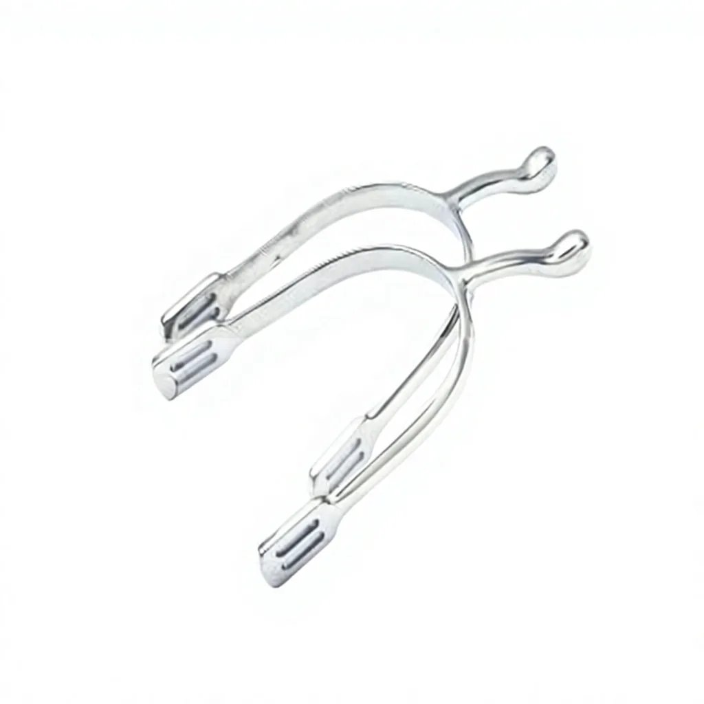 Custom Logo Swan Neck Horse Riding Spurs for Men's Dressage and Western Equestrian Use — stainless steel english bumper spurs, product image 2
