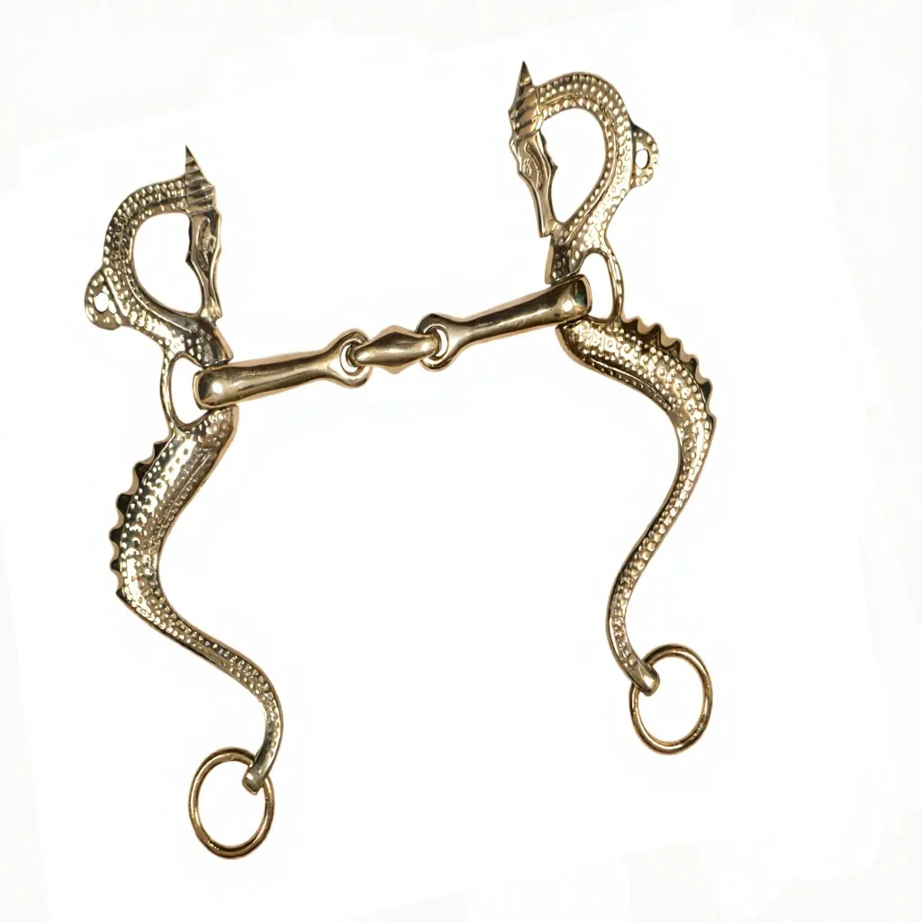 Stainless Steel Horse Bit Baroque Snaffle with German Silver Flower Ring Double-jointed Loose — RJ-0554, product image 5