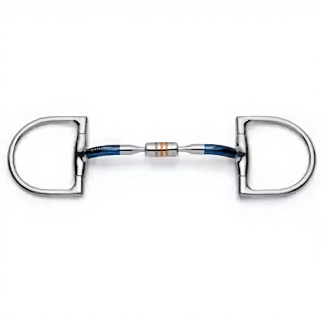 Stainless Steel D-Ring Horse Snaffle Bit with Blue Sweet Iron Mouthpiece — RJ-05029, product image 3
