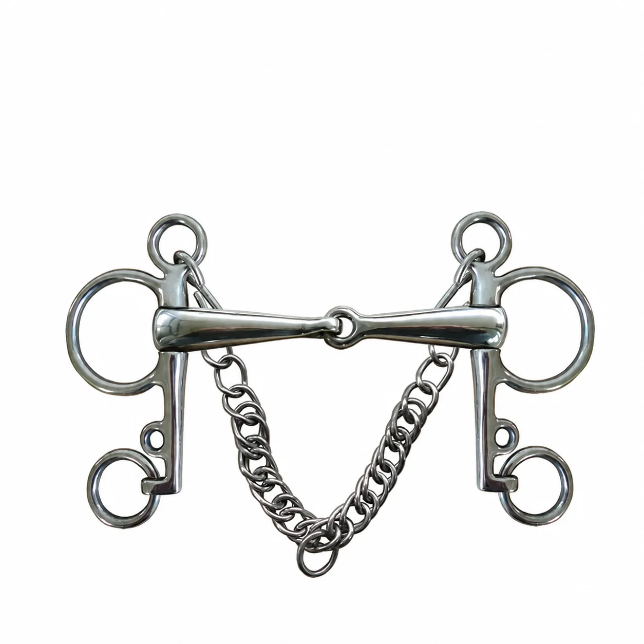 Stainless Steel Pelham Horse Bit with Mullen Broken Mouth, Custom Sizes and Logo, Model RJ-0533 — RJ-0533, product image 5