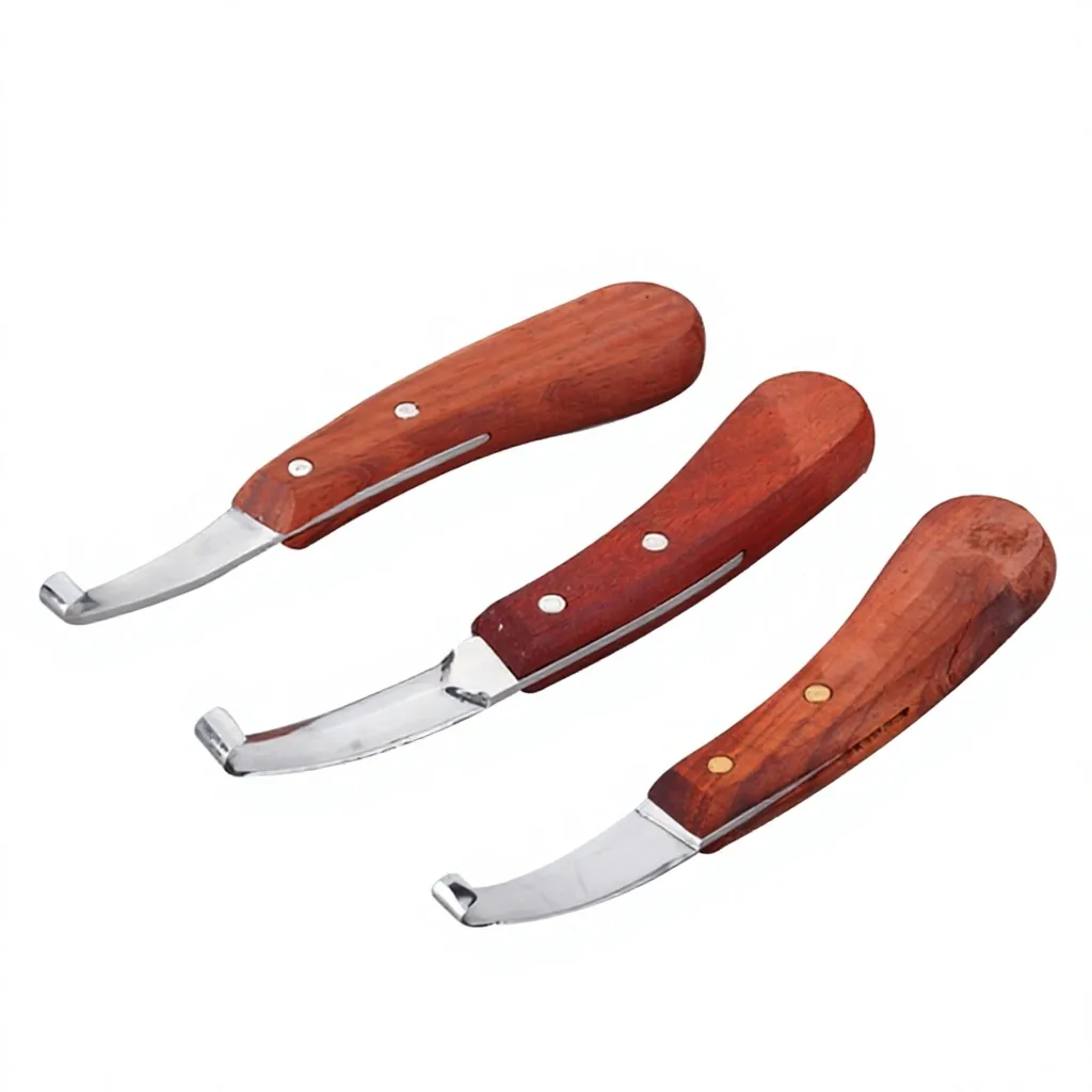 Customized Double Sided Horse Hoof Pick Stainless Steel Lightweight Professional Team Cutter Wooden Handle Farrier Tool