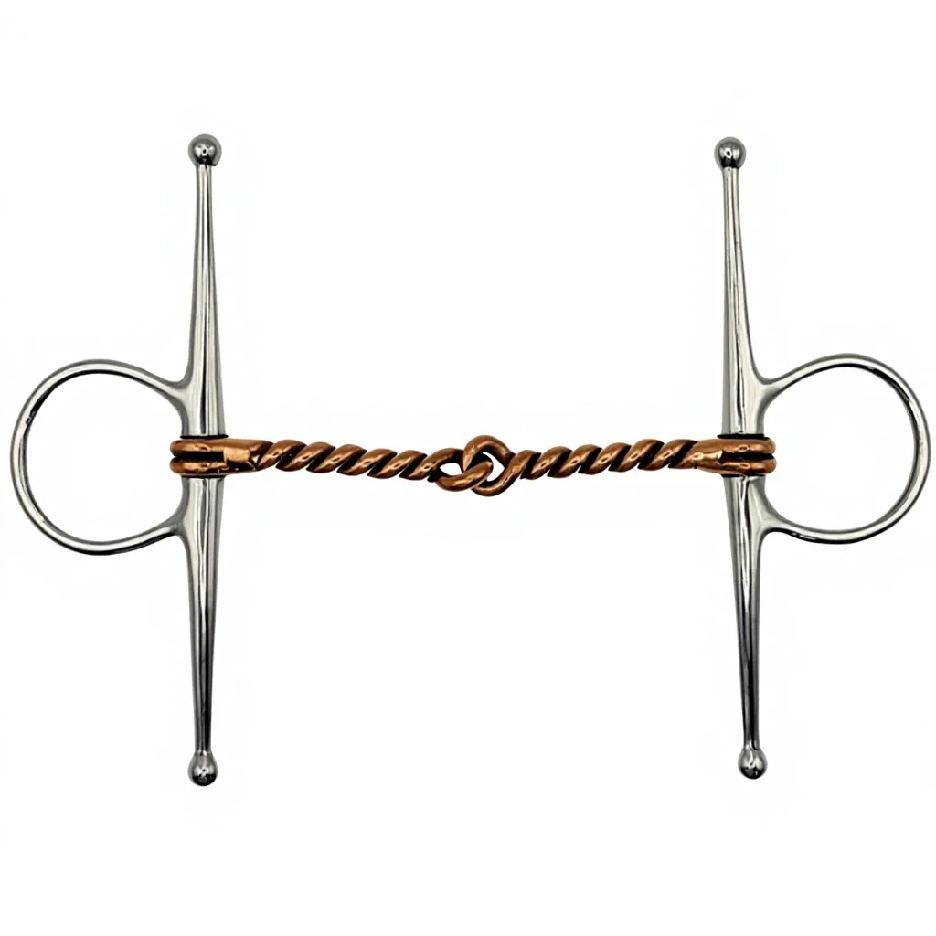 Copper Twisted Wire Full Cheek Slow Feeder Horse Bit Stainless Steel Equestrian Riding Equipment Customizable Color Size — rj-0906, product image 3