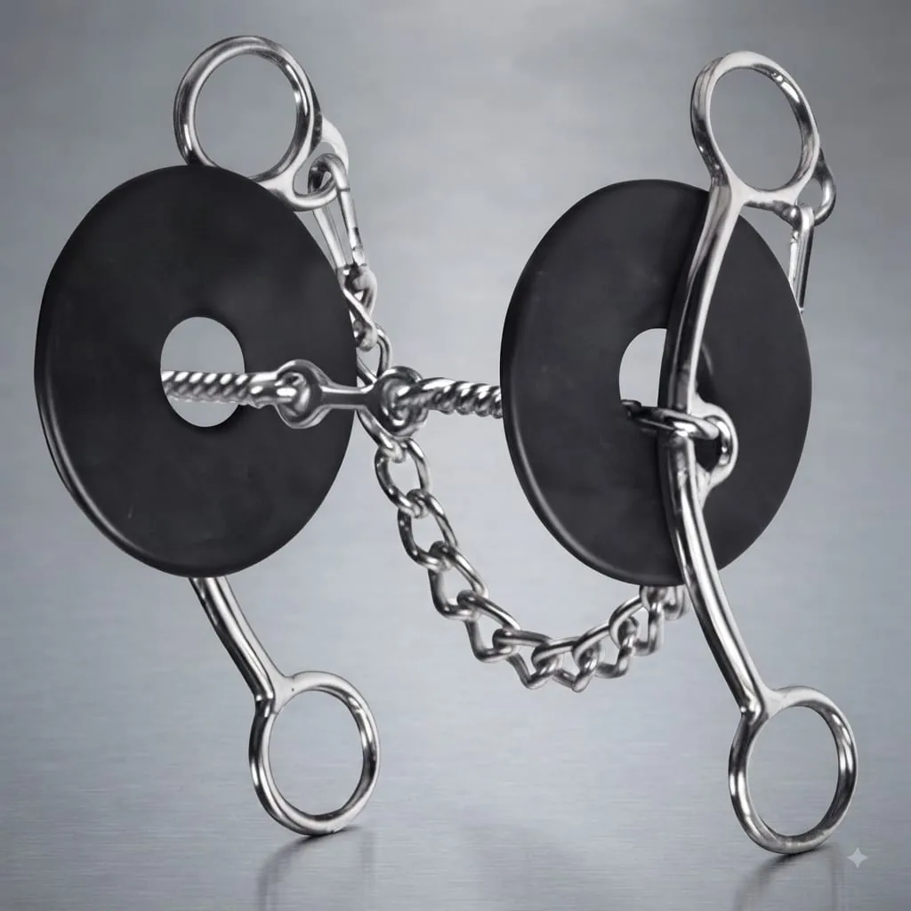 Horse Bit Stainless Steel Medium Shank with Chain and Twist Mouthpiece