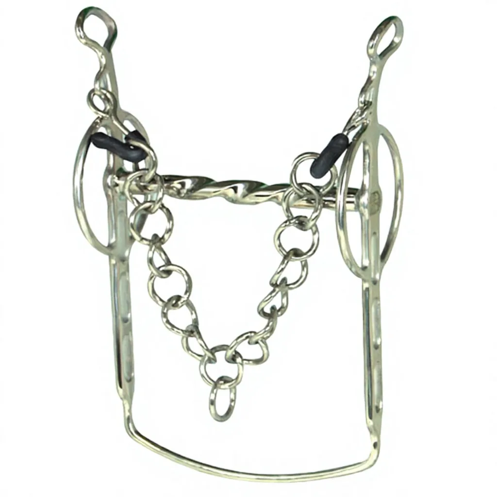 Stainless Steel Horse Bit with Twist Mouth and Chain Link Design for Carriage Driving German Silver Mouthpiece