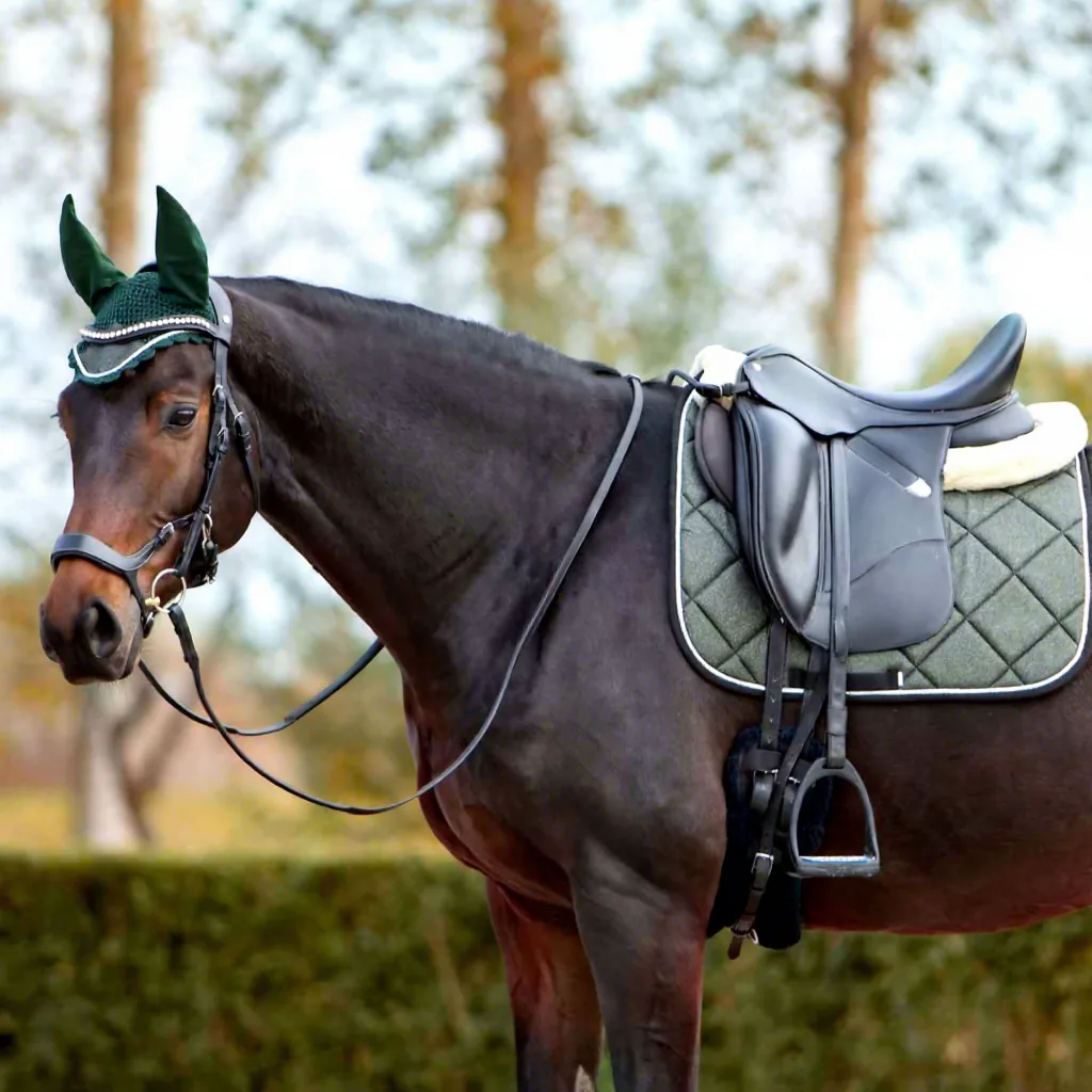 Quilted Cotton Saddle Pad Set All-purpose Jumping Dressage Ear Bonnets Polyester Filling Fabric Lining Equestrian Riding — rj-872T574, product image 6