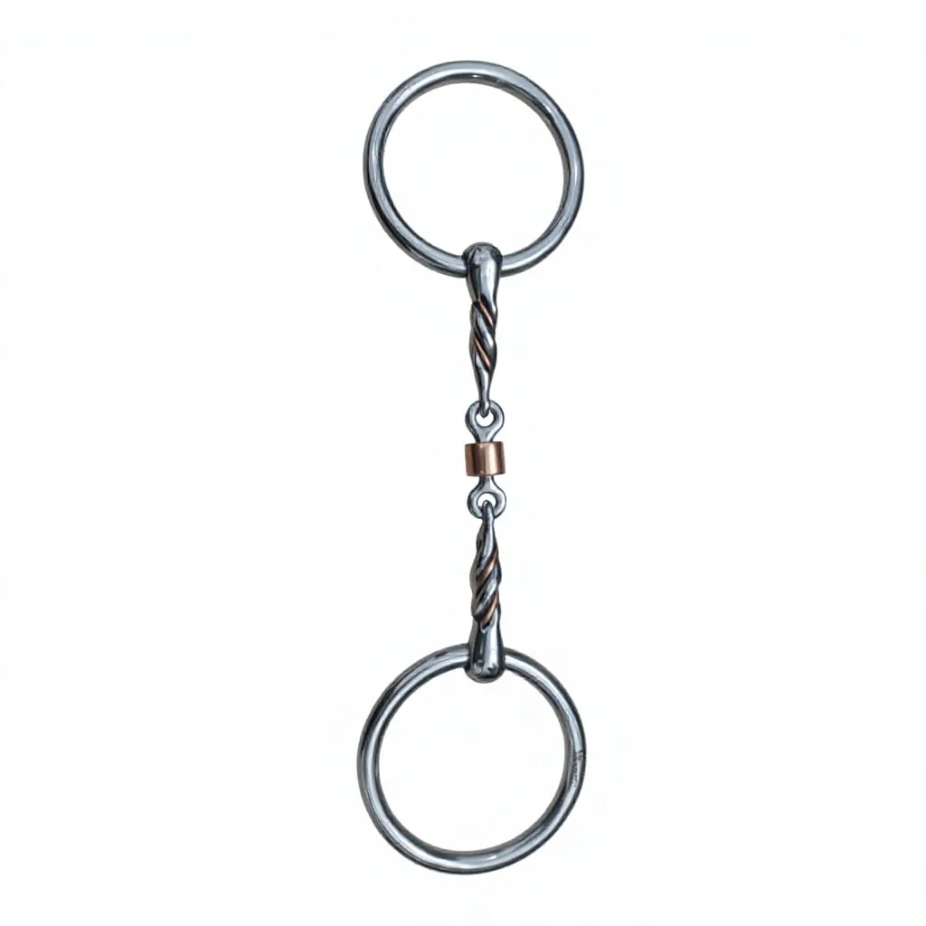 English Riding Loose Ring Horse Bit with Copper Head, Heavyweight O-Ring and Star Roller — RJ-0518, product image 6
