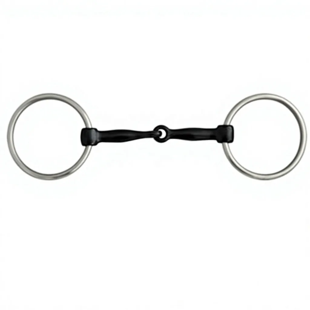 Black Stainless Steel Western Horse Bit with Sweet Iron Thin Snaffle Mouth, Copper Inlay and Loose Ring — RJ-0502, product image 5