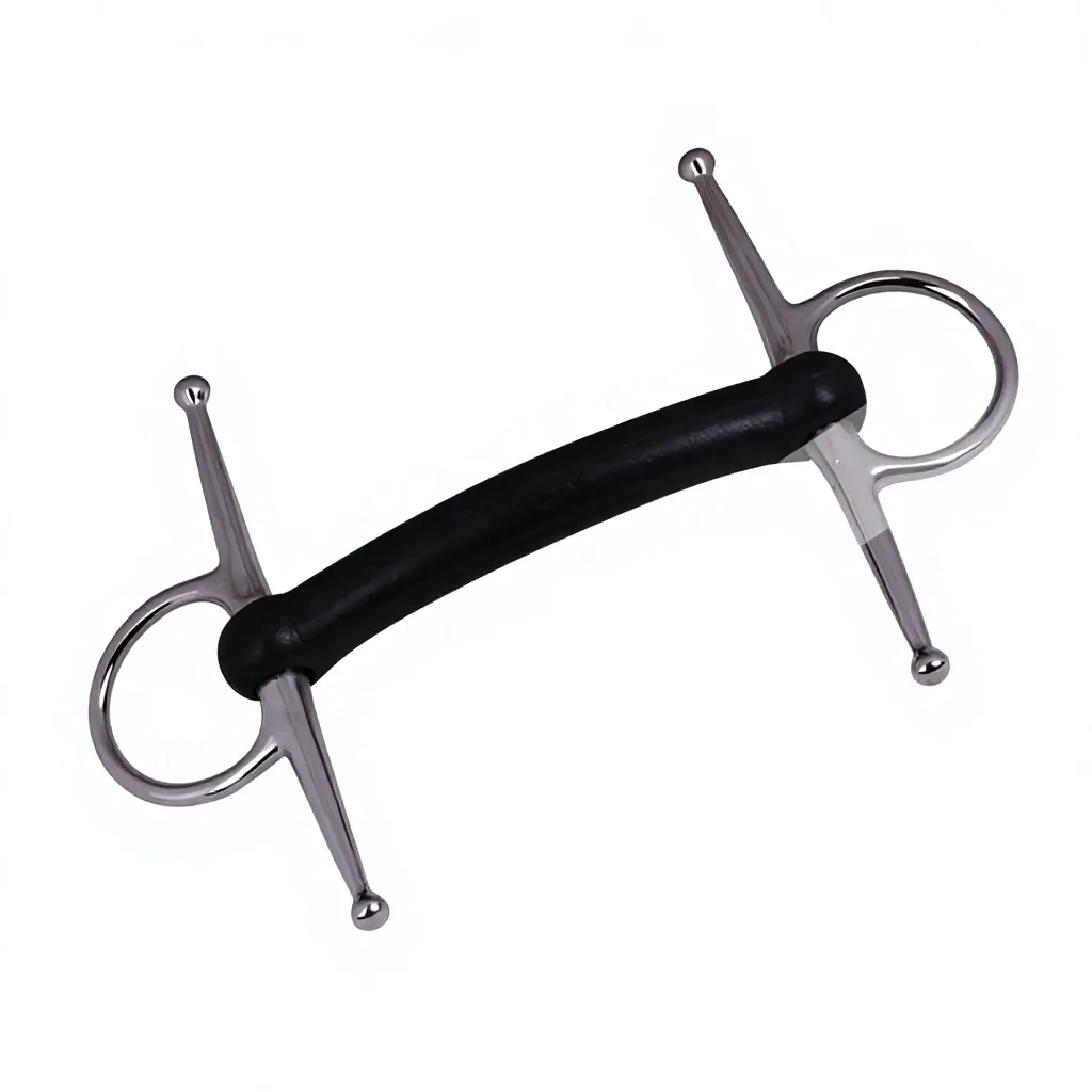 Horse Stainless Steel Rubber Mouth Full Cheek Snaffle Bit Tack — rj-09010, product image 3