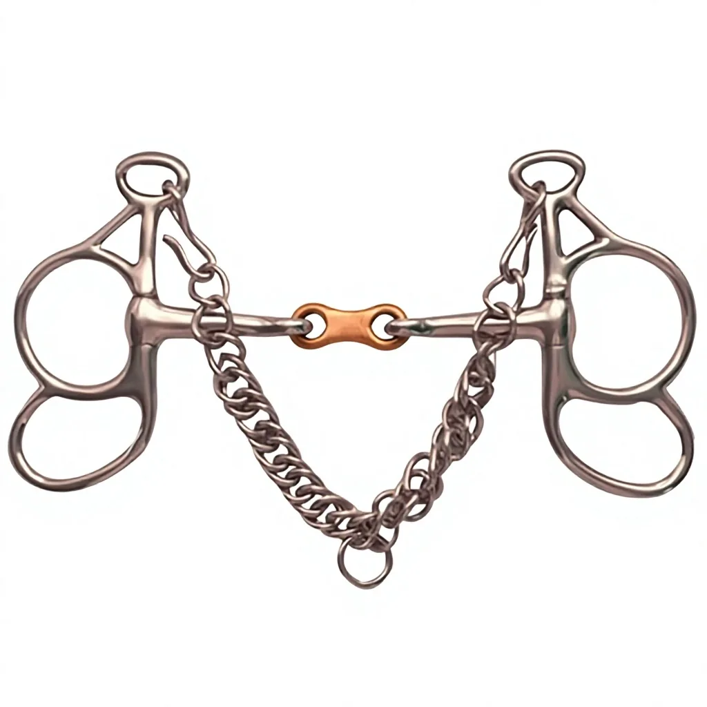 Horse Bit Stainless Steel French Link with Chain 2-loop 3-loop 4-loop Butterfly Design Equestrian Riding Equipment