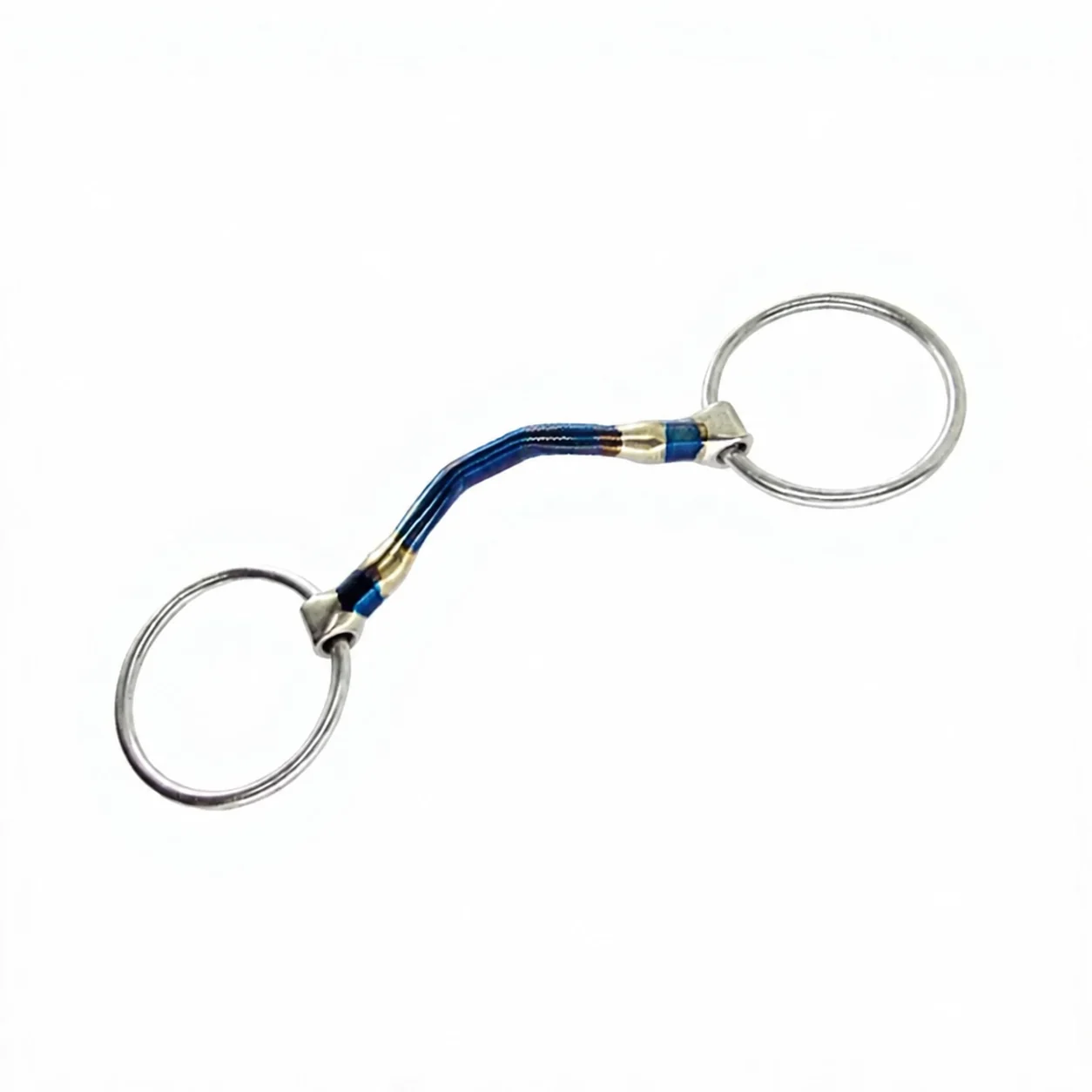 Equestrian Blue Muzzle Snaffle Bit Loose Ring Stainless Steel Low Port — RJ-0520, product image 4