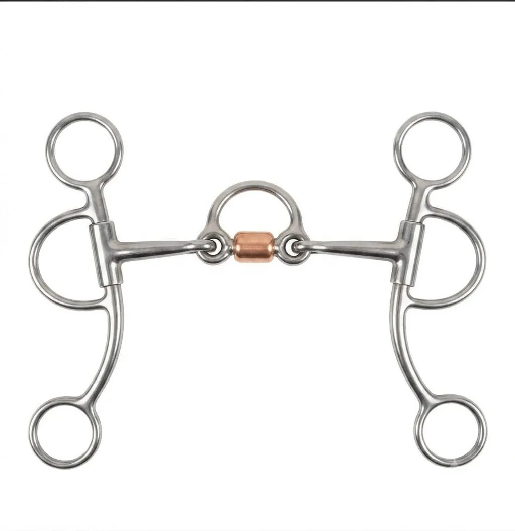 Stainless Steel Equestrian Western Training Horse Bit Copper Jointed Mouth Turn Cheeks Riding Tackle 135mm 145mm