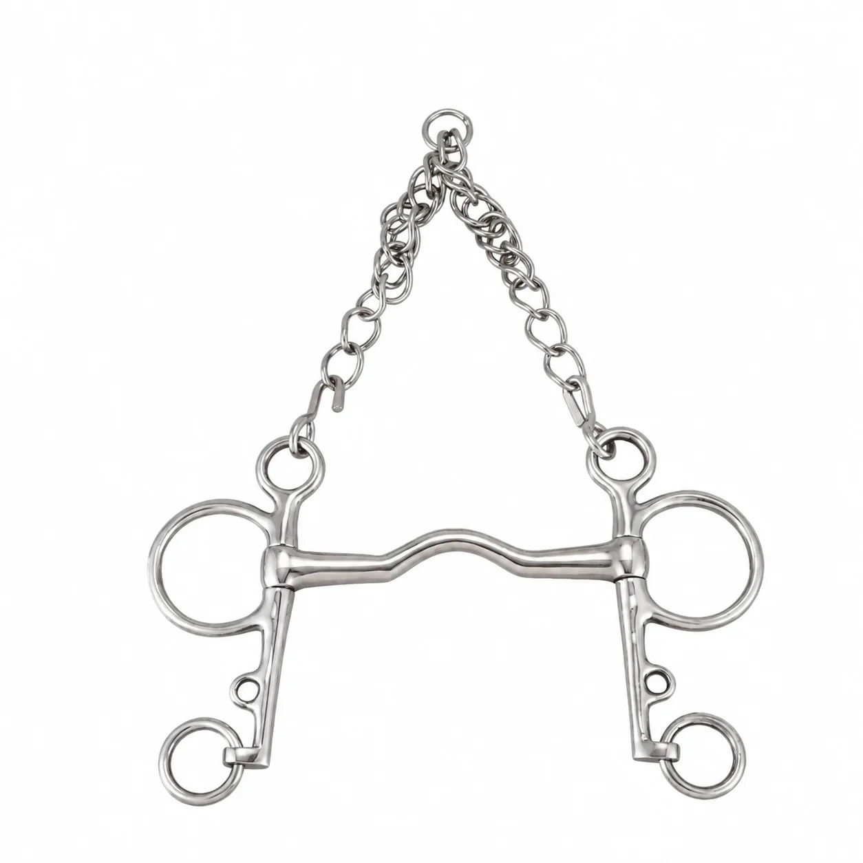 Stainless Steel Pelham Horse Bit with Mullen Broken Mouth, Custom Sizes and Logo, Model RJ-0533 — RJ-0533, product image 3