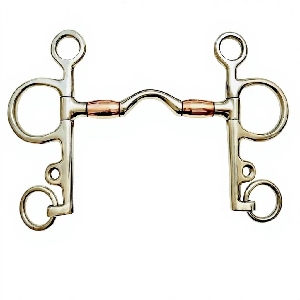 Custom Logo Stainless Steel Horse Riding Bits Western Style Quarter Moon with Dog Bone Snaffle Pelham Bit — RJ-0532, product image 2
