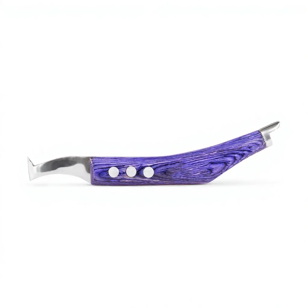 Farrier Loop Knife Stainless Steel Razor Edge Curved Design Wooden Handle Lightweight Professional Team