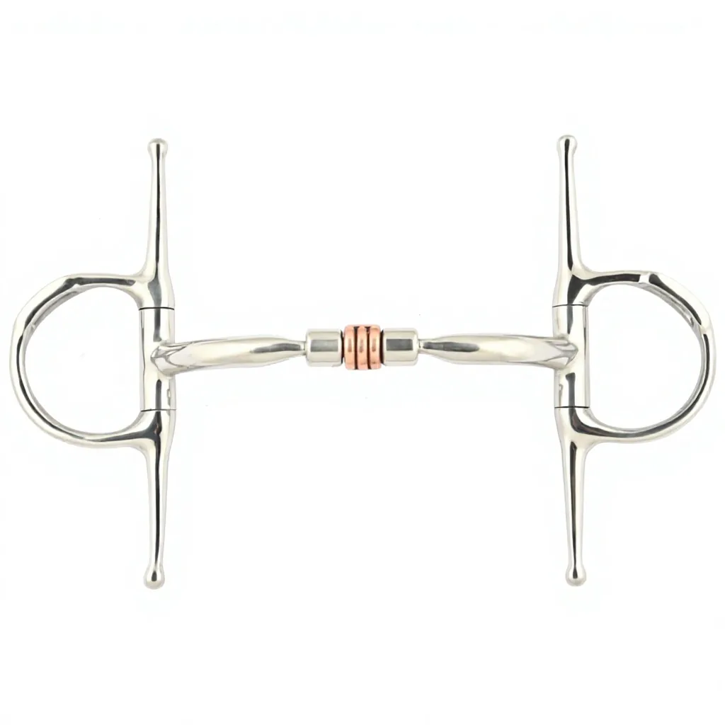 Stainless Steel Western Horse Bit with Blue Mouthpiece and Silver Rings Training Tack — RJ-0920, product image 6