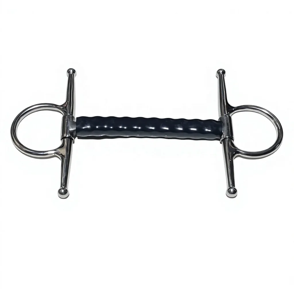 Horse Bit Stainless Steel Full Cheek Black Rubber Mouthpiece Flexy Design
