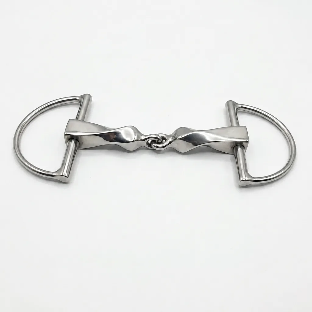 Steel Eggbutt D-Ring Horse Bit with Large Ring and Twisted Jointed Mouth — RJ-0531, product image 6