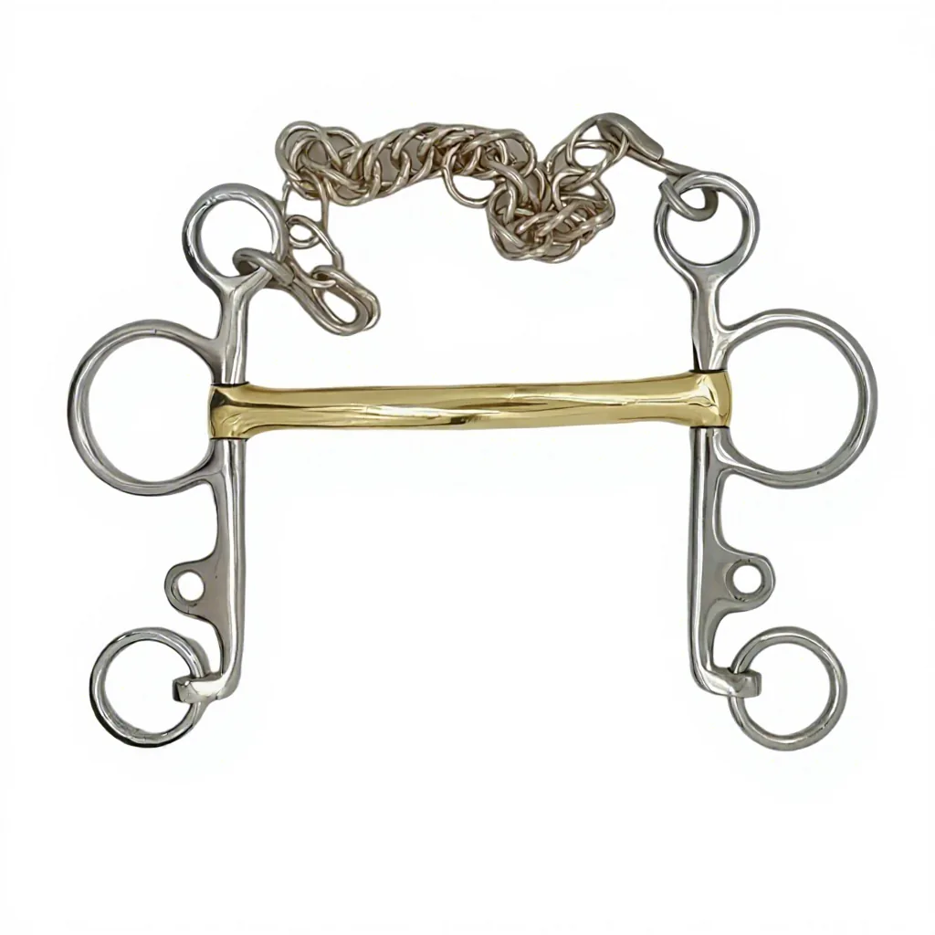 Custom Logo Stainless Steel Horse Riding Bits Western Style Quarter Moon with Dog Bone Snaffle Pelham Bit — RJ-0532, product image 6